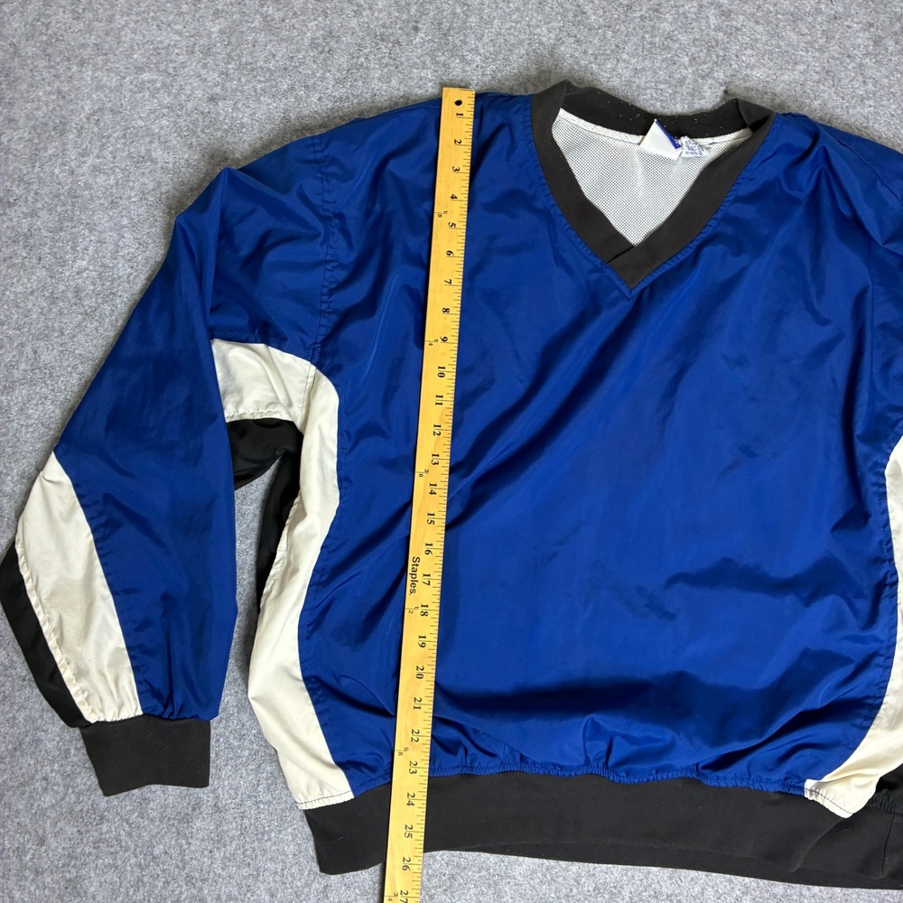 Vintage Bike Mens XL Windbreaker Pullover V-Neck Colorblock Blue Black White - Picture 4 of 6